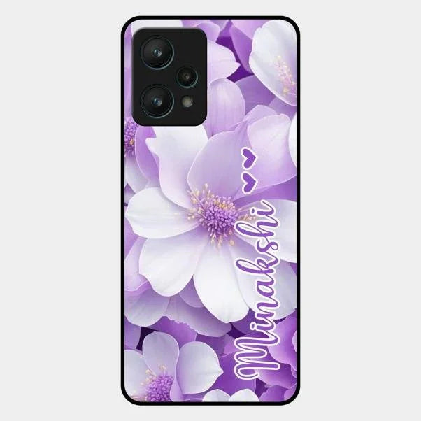 Awesome Purple Floral Glossy Customised Metal Case Cover For Realme 9 Pro 5G