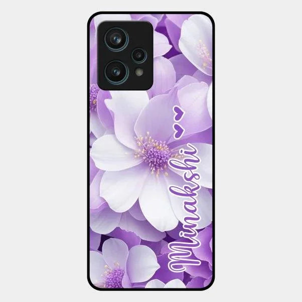Awesome Purple Floral Glossy Customised Metal Case Cover For Realme 9 Pro Plus 5G