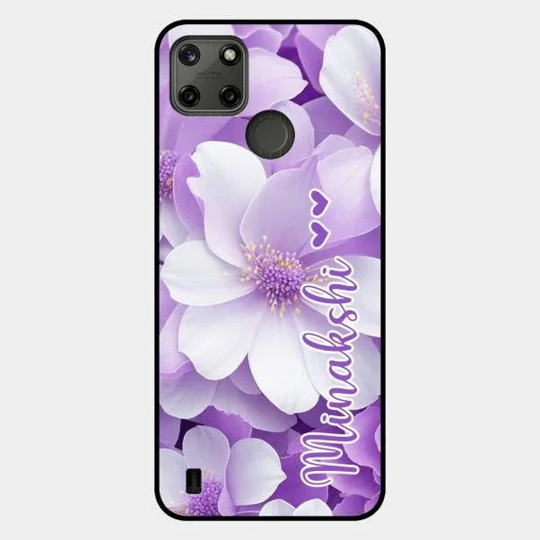 Awesome Purple Floral Glossy Customised Metal Case Cover For Realme C21Y