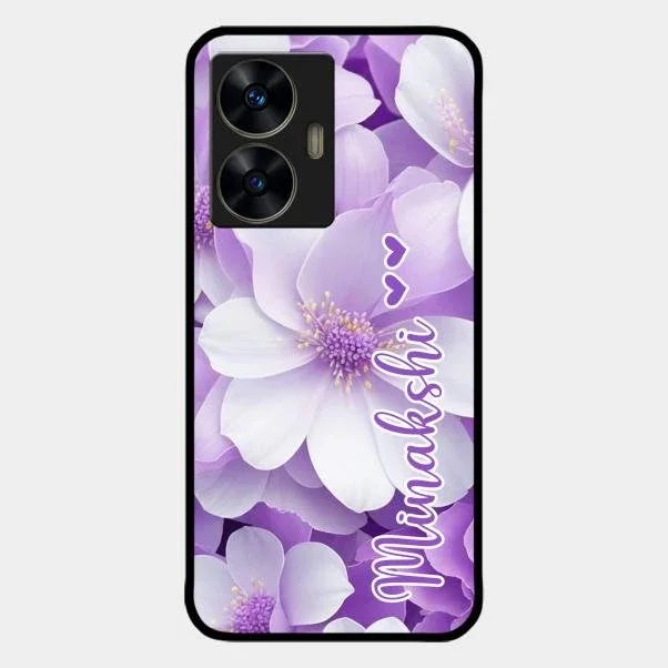 Awesome Purple Floral Glossy Customised Metal Case Cover For Realme C55