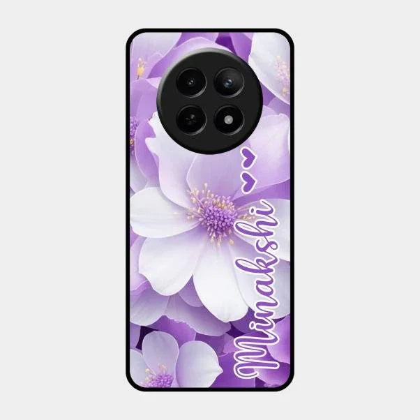 Awesome Purple Floral Glossy Customised Metal Case Cover For Realme C65 5G