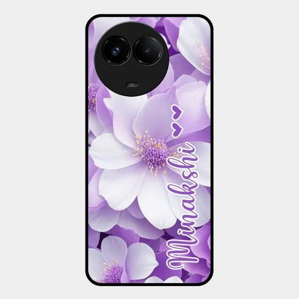Awesome Purple Floral Glossy Customised Metal Case Cover For Realme C67 5G