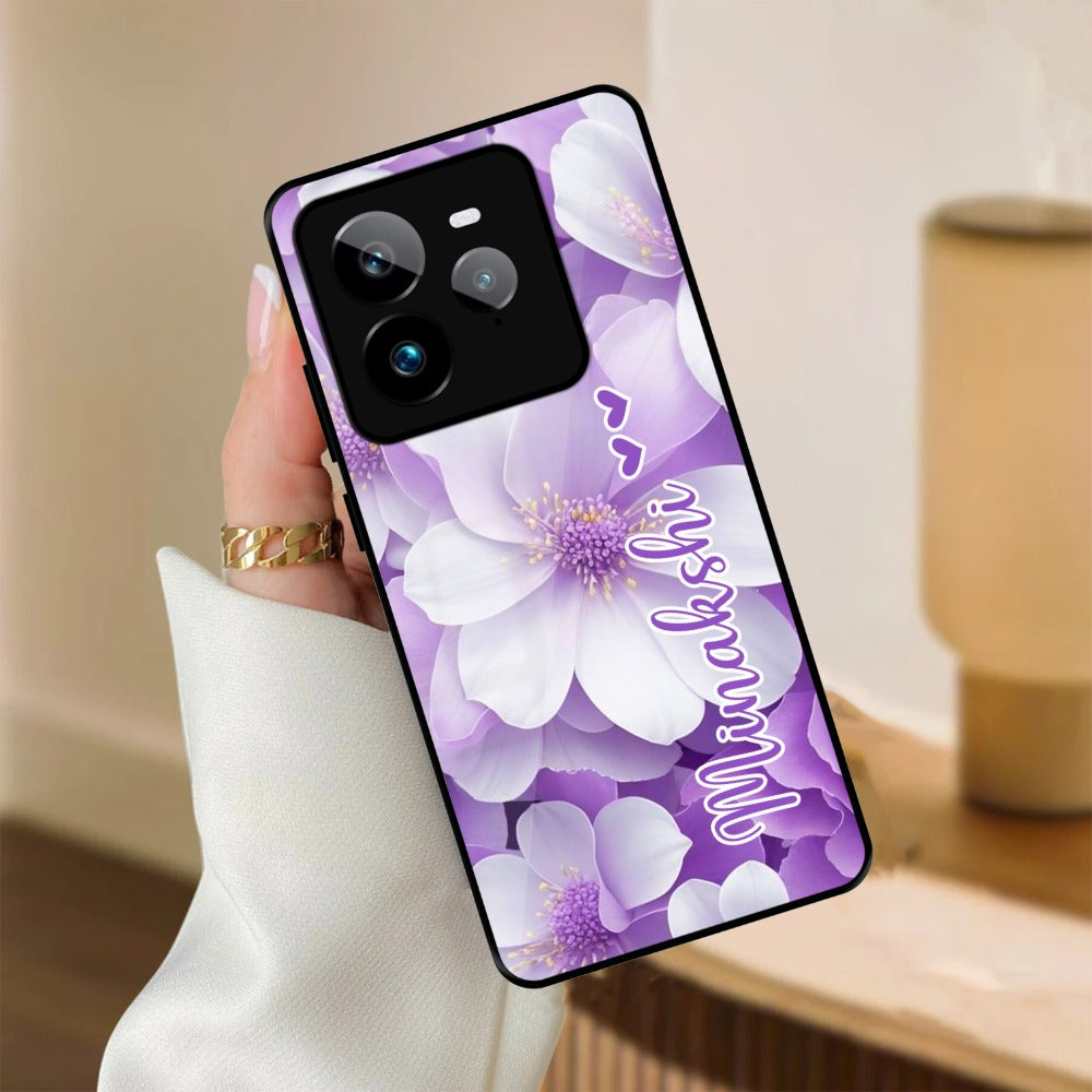 Awesome Purple Floral Glossy Customised Metal Case Cover For Realme