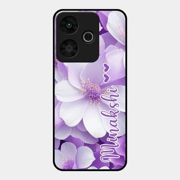 Awesome Purple Floral Glossy Customised Metal Case Cover For Redmi 13 5G