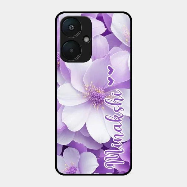 Awesome Purple Floral Glossy Customised Metal Case Cover For Redmi 13C 5G