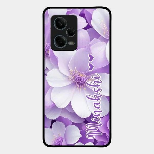 Awesome Purple Floral Glossy Customised Metal Case Cover For Redmi Note 12 Pro 5G