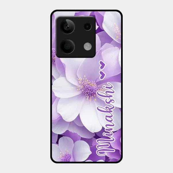 Awesome Purple Floral Glossy Customised Metal Case Cover For Redmi Note 13 5G