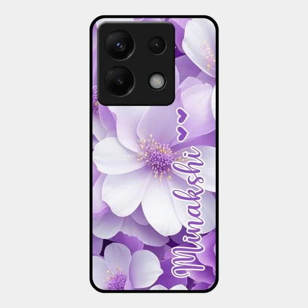 Awesome Purple Floral Glossy Customised Metal Case Cover For Redmi Note 13 Pro 5G