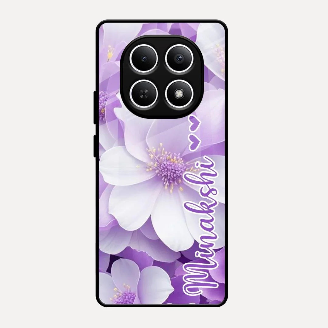 Awesome Purple Floral Glossy Customised Metal Case Cover For Redmi Note 15 5G