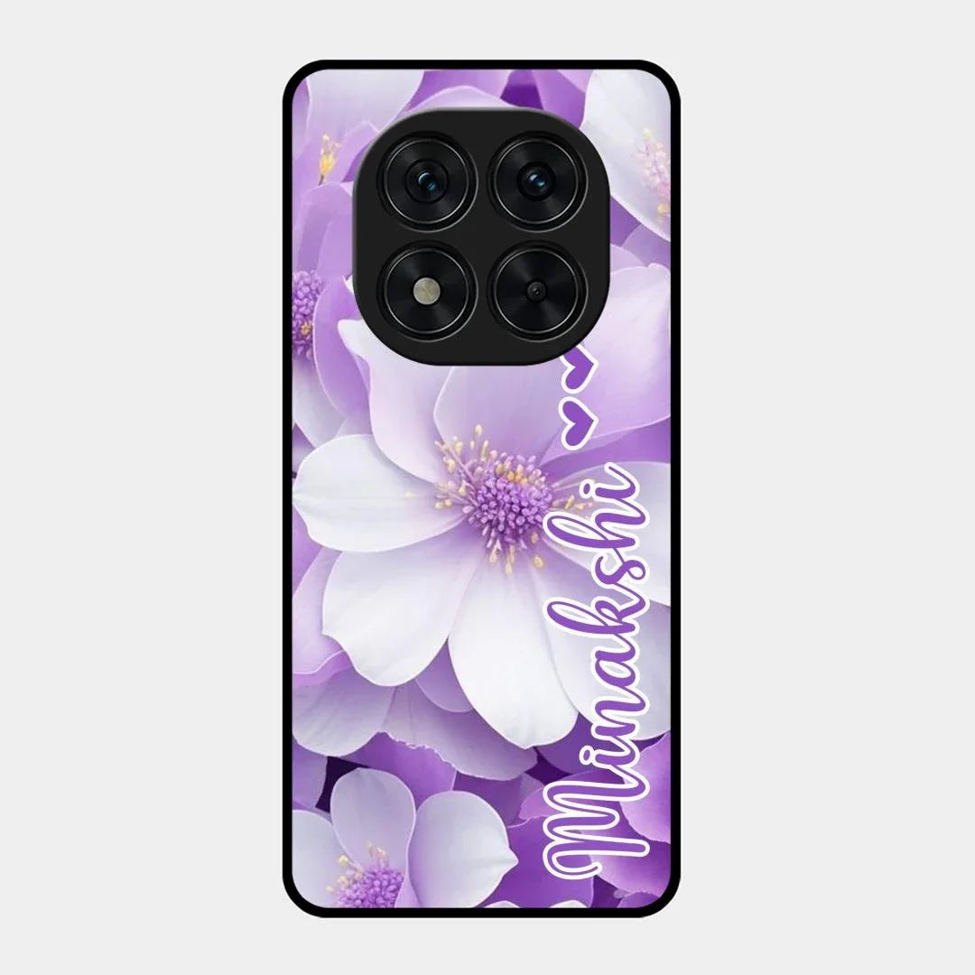 Awesome Purple Floral Glossy Customised Metal Case Cover For Redmi Note 15 Pro 5G