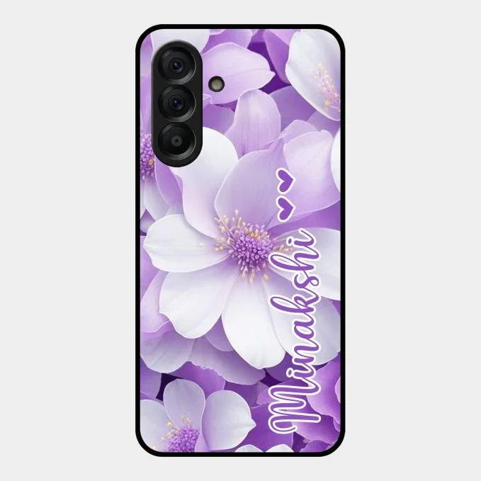 Awesome Purple Floral Glossy Customised Metal Case Cover For Samsung Galaxy A17 5G