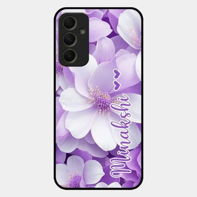 Awesome Purple Floral Glossy Customised Metal Case Cover For Samsung Galaxy A34 5G