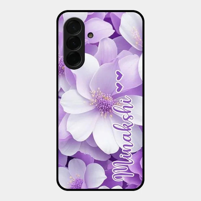Awesome Purple Floral Glossy Customised Metal Case Cover For Samsung Galaxy A36 5G