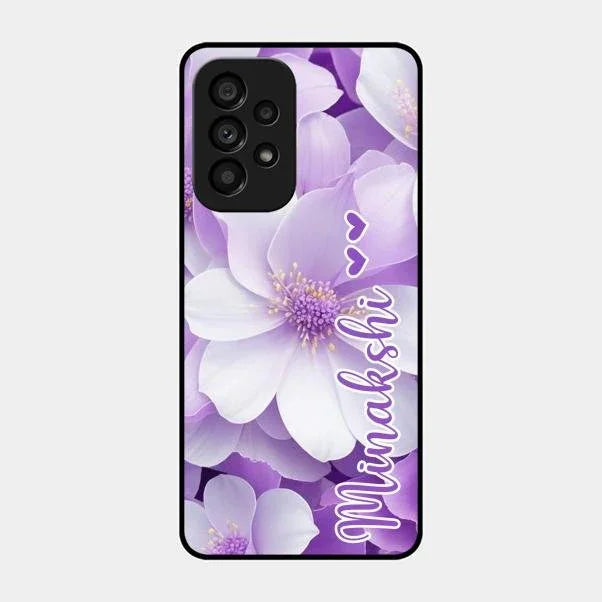 Awesome Purple Floral Glossy Customised Metal Case Cover For Samsung Galaxy A53 5G