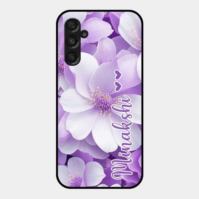 Awesome Purple Floral Glossy Customised Metal Case Cover For Samsung Galaxy F34 5G