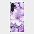 Awesome Purple Floral Glossy Customised Metal Case Cover For Samsung Galaxy F36 5G