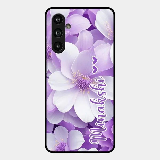 Awesome Purple Floral Glossy Customised Metal Case Cover For Samsung Galaxy F54 5G