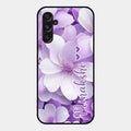 Awesome Purple Floral Glossy Customised Metal Case Cover For Samsung Galaxy M34 5G