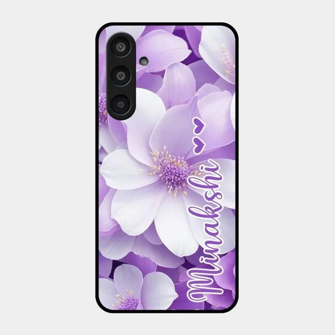 Awesome Purple Floral Glossy Customised Metal Case Cover For Samsung Galaxy M35 5G