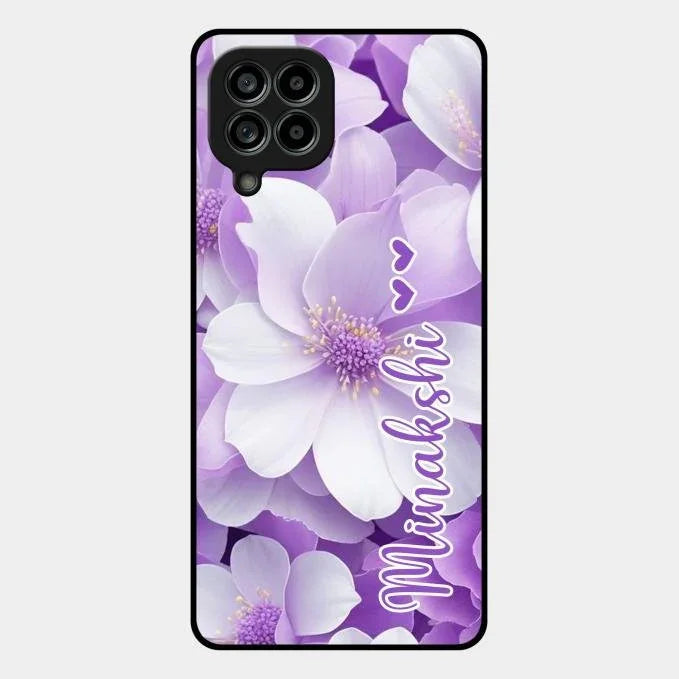Awesome Purple Floral Glossy Customised Metal Case Cover For Samsung Galaxy M53 5G