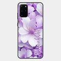 Awesome Purple Floral Glossy Customised Metal Case Cover For Samsung Galaxy S20 Plus