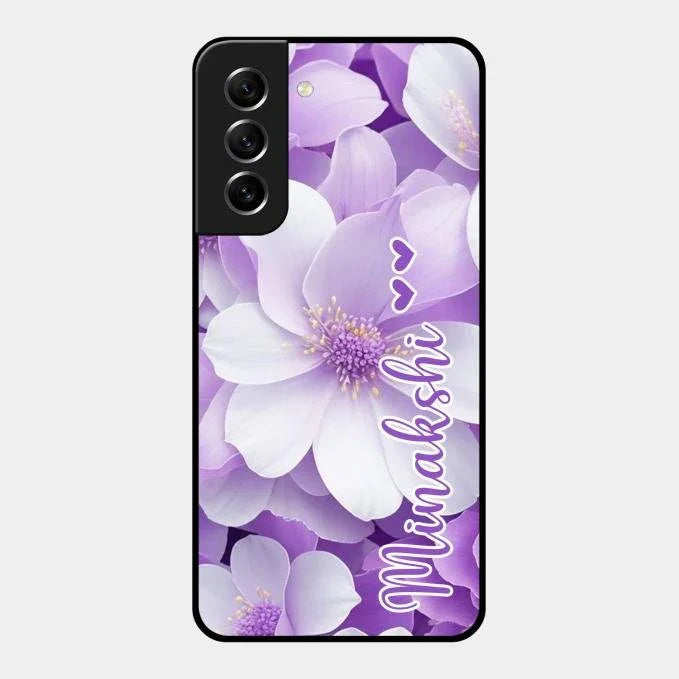 Awesome Purple Floral Glossy Customised Metal Case Cover For Samsung Galaxy S21 Fe 5G