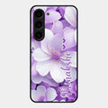 Awesome Purple Floral Glossy Customised Metal Case Cover For Samsung Galaxy S23 5G