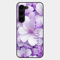 Awesome Purple Floral Glossy Customised Metal Case Cover For Samsung Galaxy S23 Plus 5G