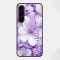 Awesome Purple Floral Glossy Customised Metal Case Cover For Samsung Galaxy S25 FE 5G
