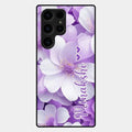 Awesome Purple Floral Glossy Customised Metal Case Cover For Samsung Galaxy S25 Ultra 5G