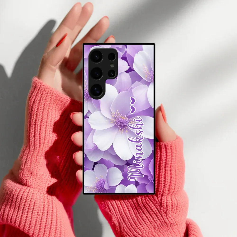 Awesome Purple Floral Glossy Customised Metal Case Cover For Samsung - ShopOnCliQ