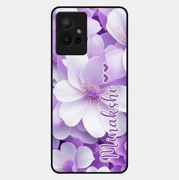 Awesome Purple Floral Glossy Customised Metal Case Cover For Vivo T1 5G