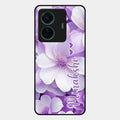 Awesome Purple Floral Glossy Customised Metal Case Cover For Vivo T1 Pro 5G