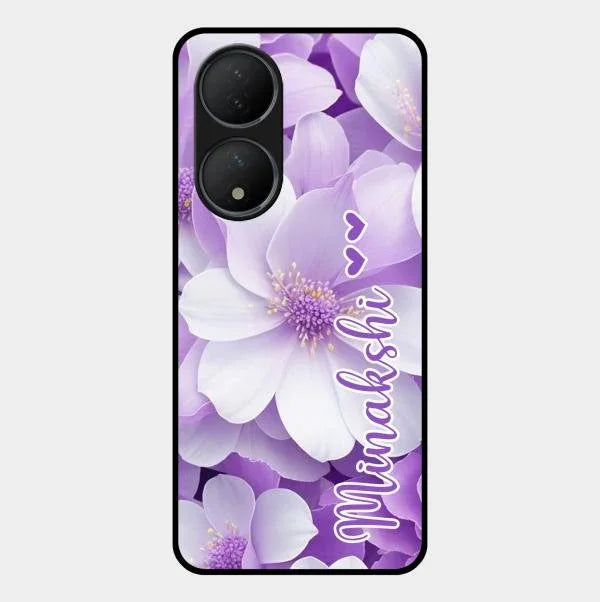 Awesome Purple Floral Glossy Customised Metal Case Cover For Vivo T2 5G