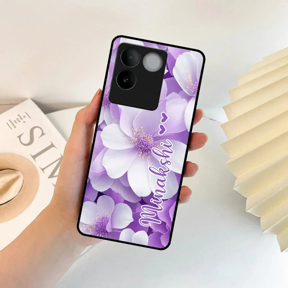 Awesome Purple Floral Glossy Customised Metal Case Cover For Vivo - ShopOnCliQ