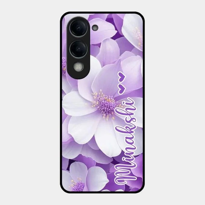 Awesome Purple Floral Glossy Customised Metal Case Cover For Vivo T4 Lite 5G