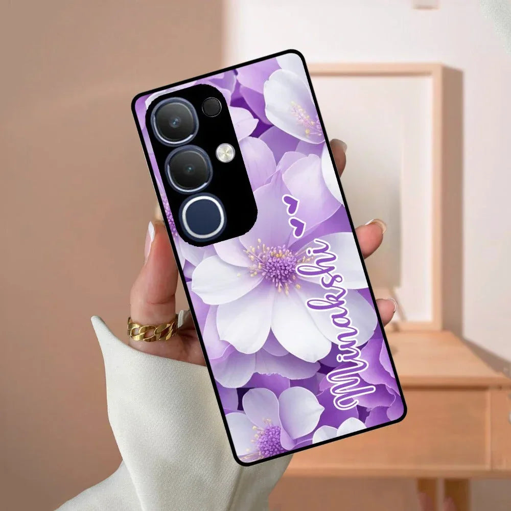 Awesome Purple Floral Glossy Customised Metal Case Cover For Vivo - ShopOnCliQ