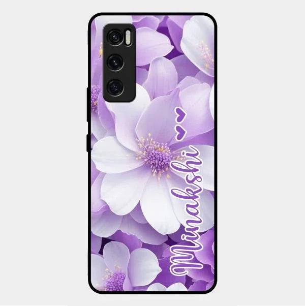 Awesome Purple Floral Glossy Customised Metal Case Cover For Vivo V20 Se
