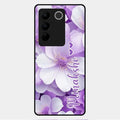 Awesome Purple Floral Glossy Customised Metal Case Cover For Vivo V27 Pro 5G