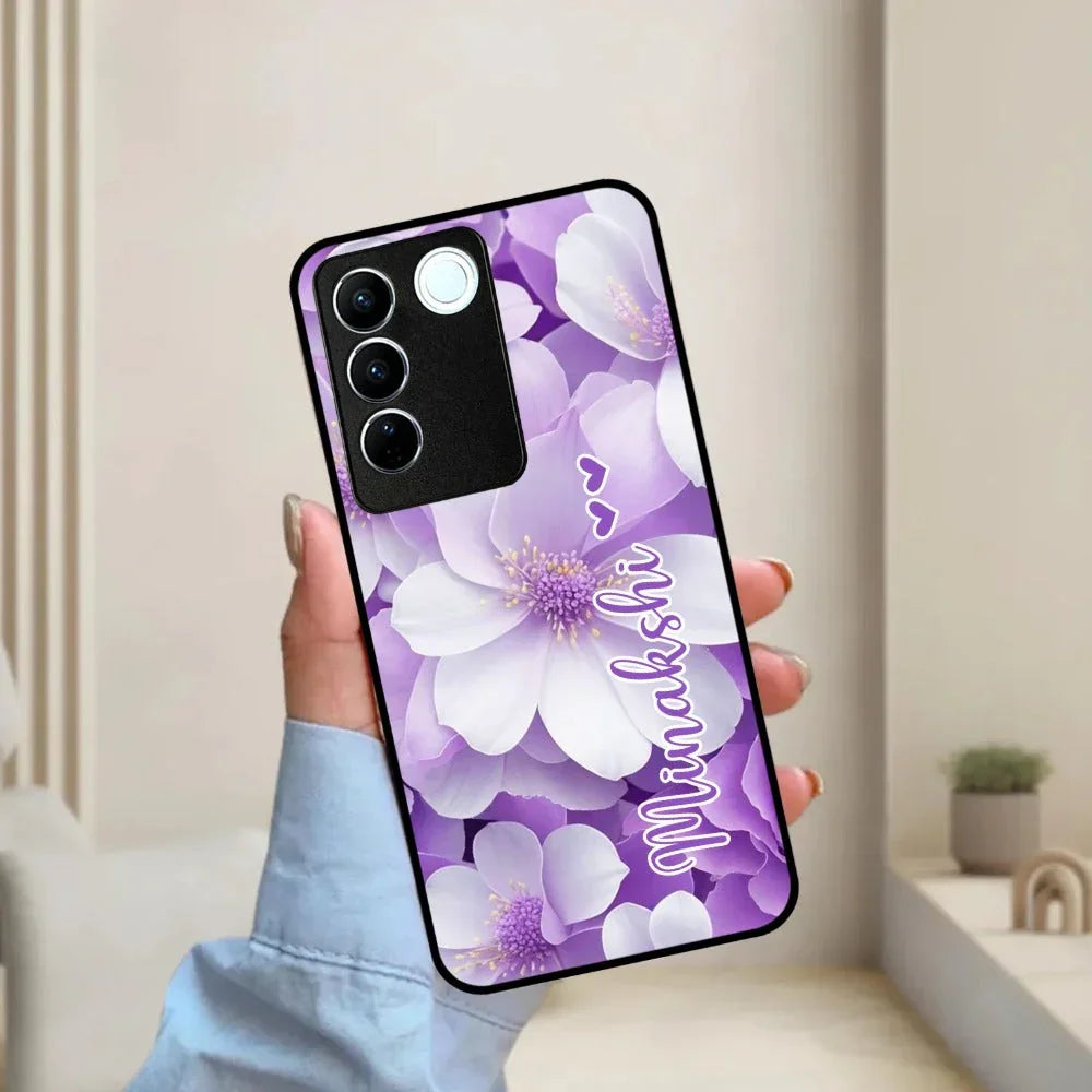 Awesome Purple Floral Glossy Customised Metal Case Cover For Vivo - ShopOnCliQ