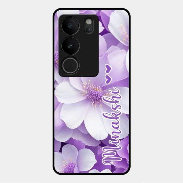 Awesome Purple Floral Glossy Customised Metal Case Cover For Vivo V29 5G