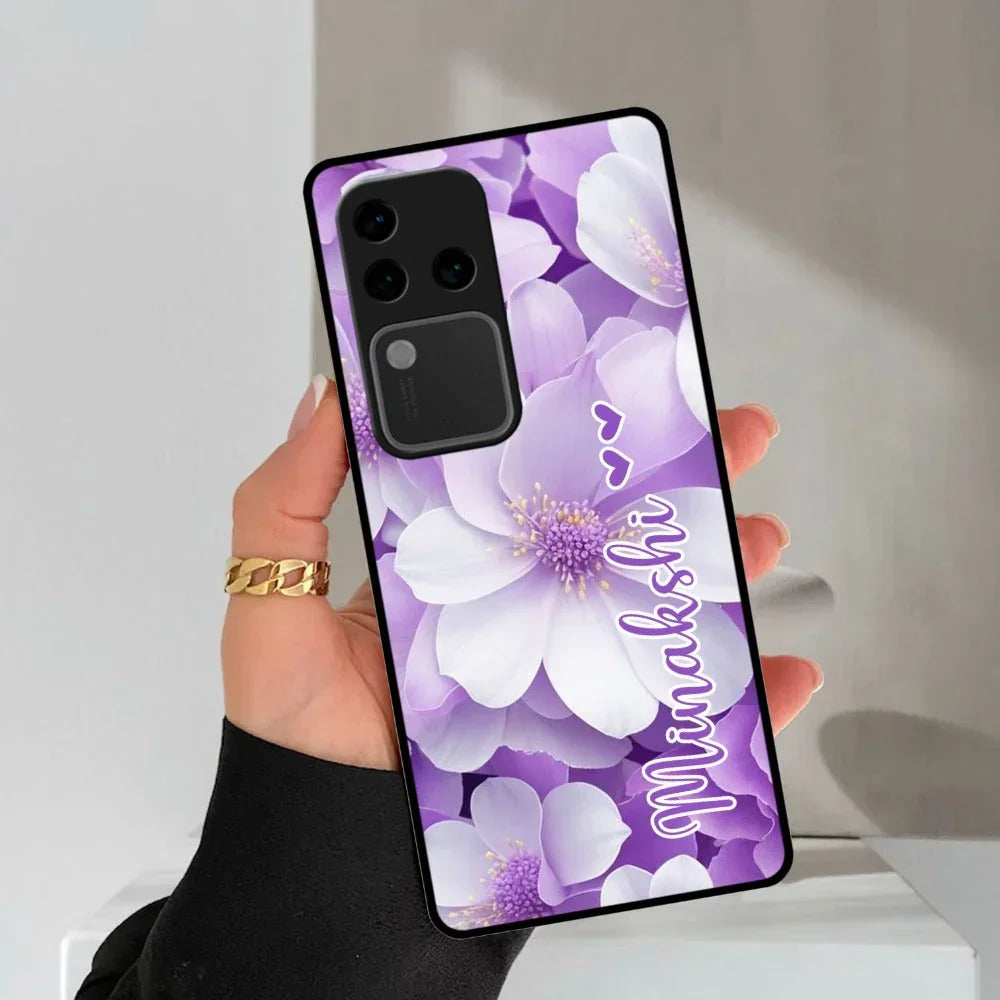Awesome Purple Floral Glossy Customised Metal Case Cover For Vivo - ShopOnCliQ