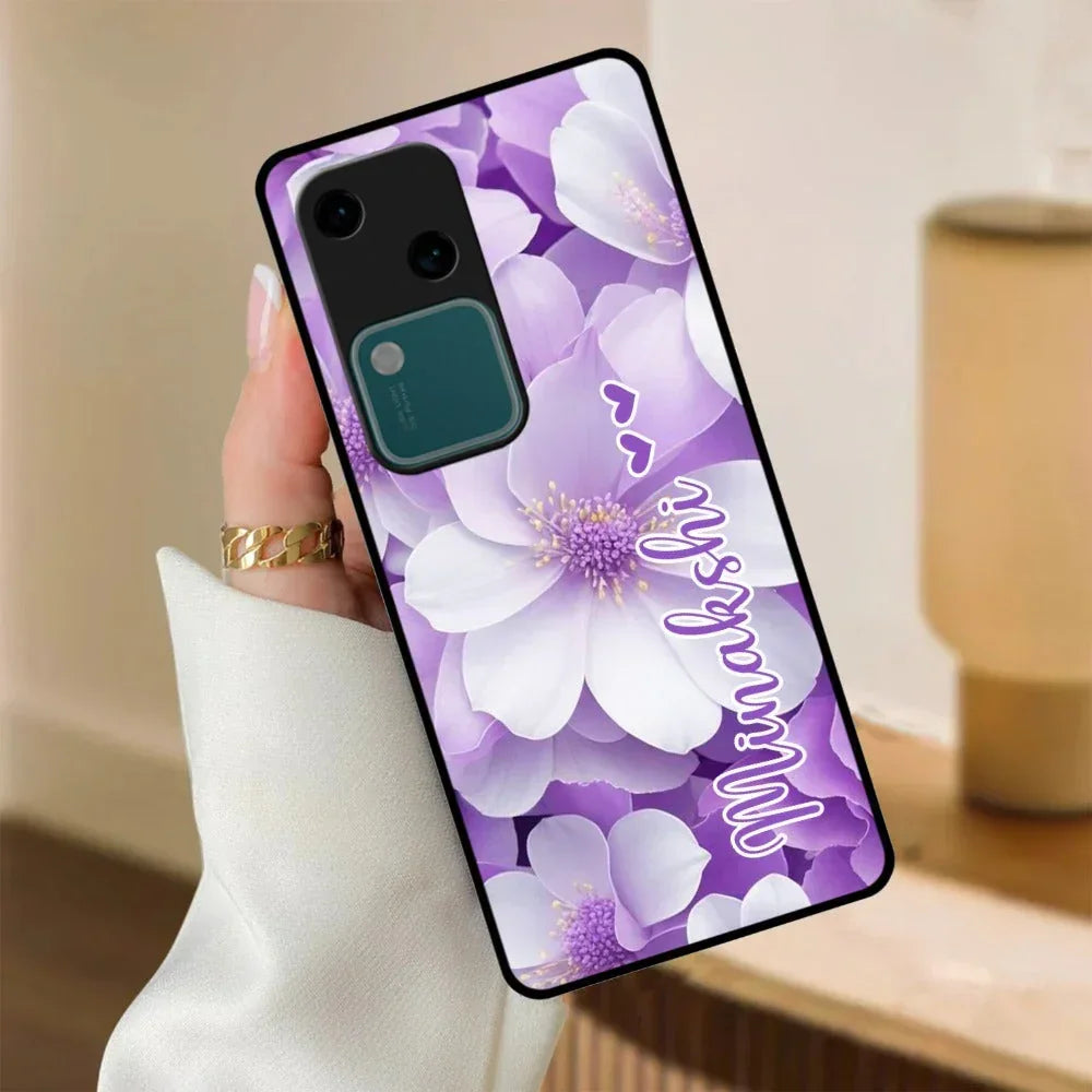 Awesome Purple Floral Glossy Customised Metal Case Cover For Vivo - ShopOnCliQ
