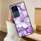 Awesome Purple Floral Glossy Customised Metal Case Cover For Vivo - ShopOnCliQ