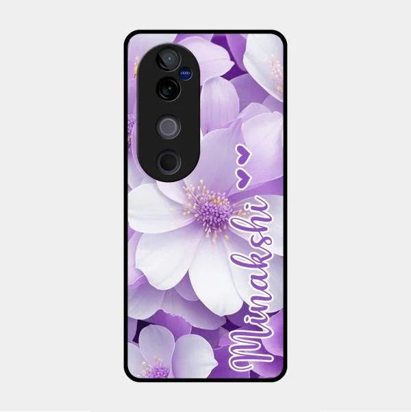 Awesome Purple Floral Glossy Customised Metal Case Cover For Vivo V40 Pro 5G