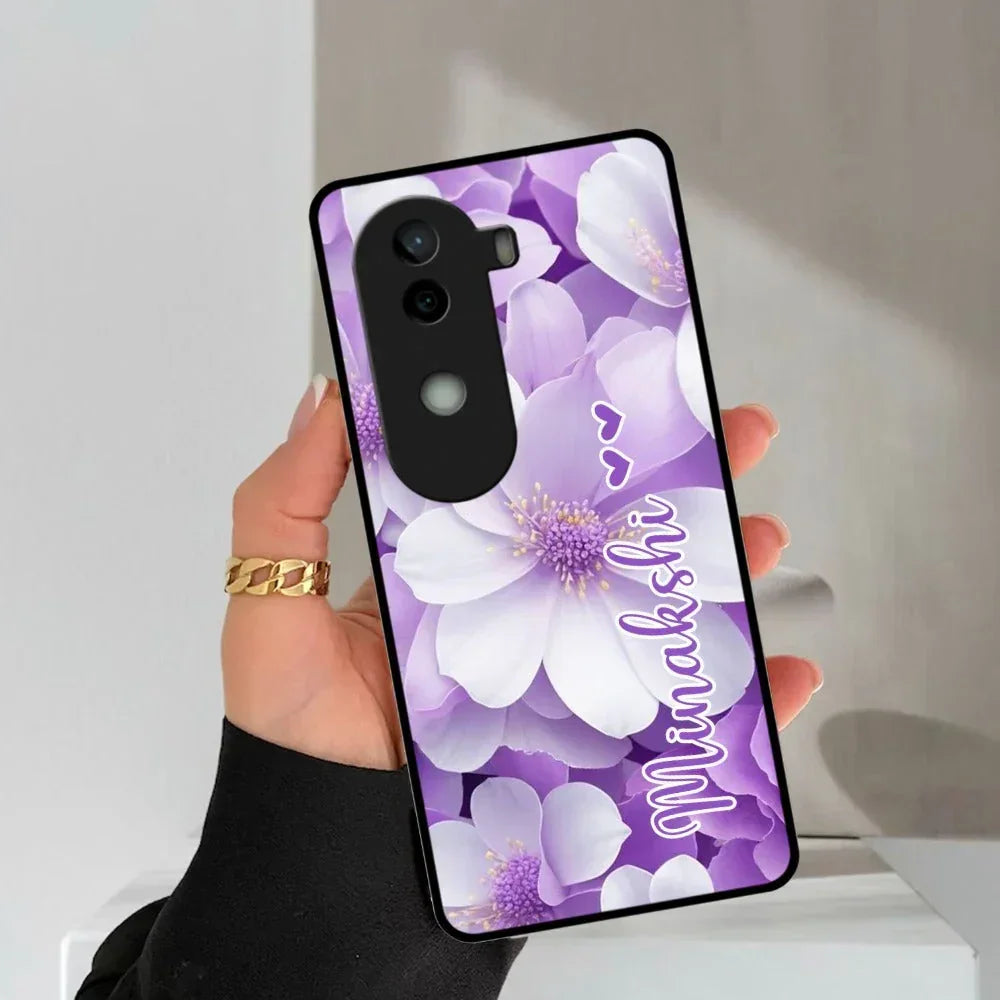 Awesome Purple Floral Glossy Customised Metal Case Cover For Vivo - ShopOnCliQ