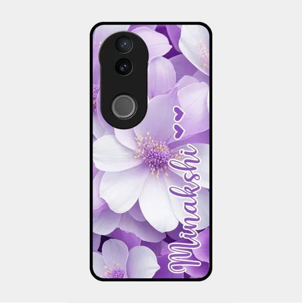Awesome Purple Floral Glossy Customised Metal Case Cover For Vivo V50 5G