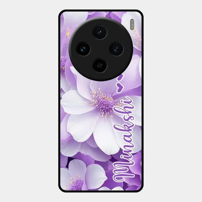 Awesome Purple Floral Glossy Customised Metal Case Cover For Vivo X100 5G