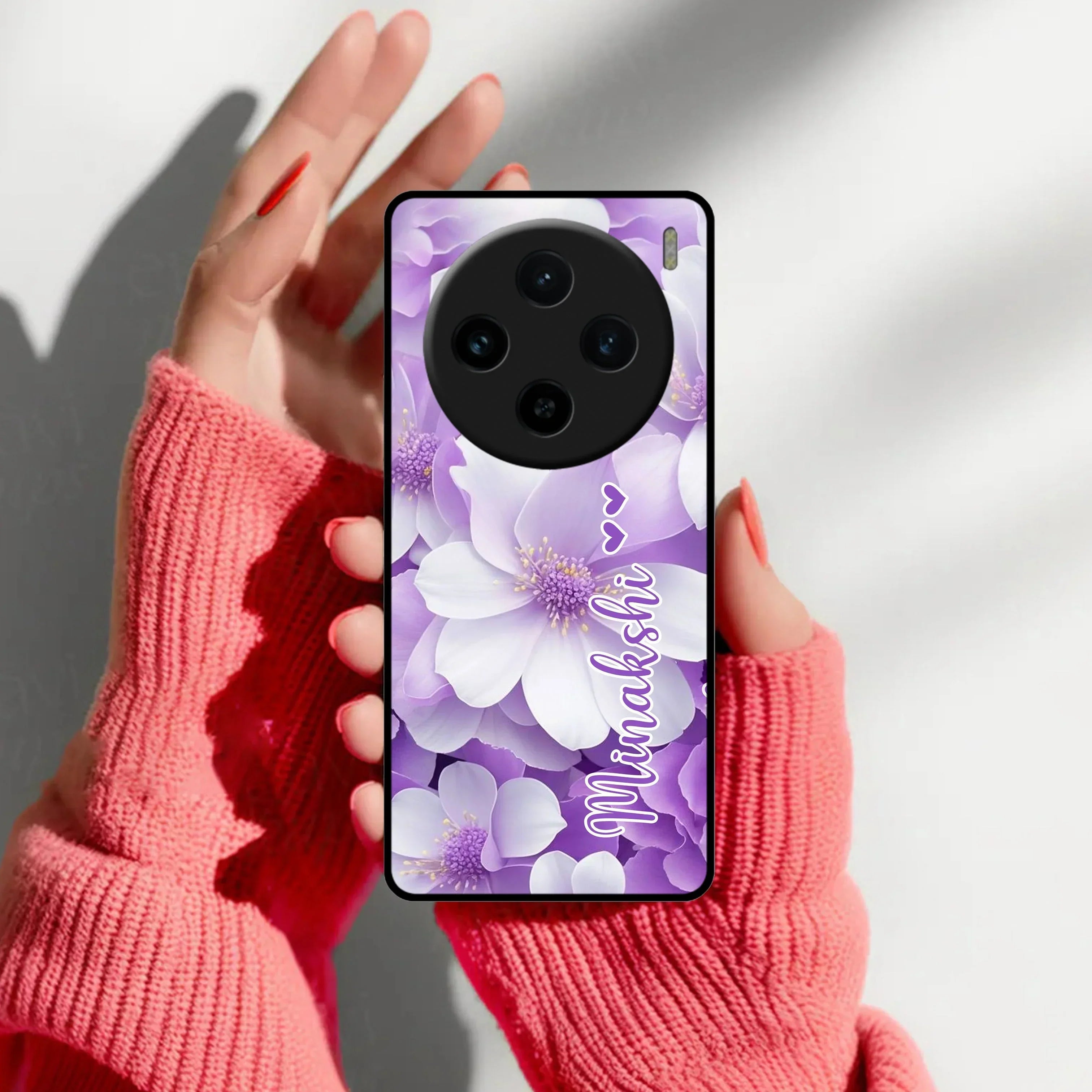 Awesome Purple Floral Glossy Customised Metal Case Cover For Vivo - ShopOnCliQ
