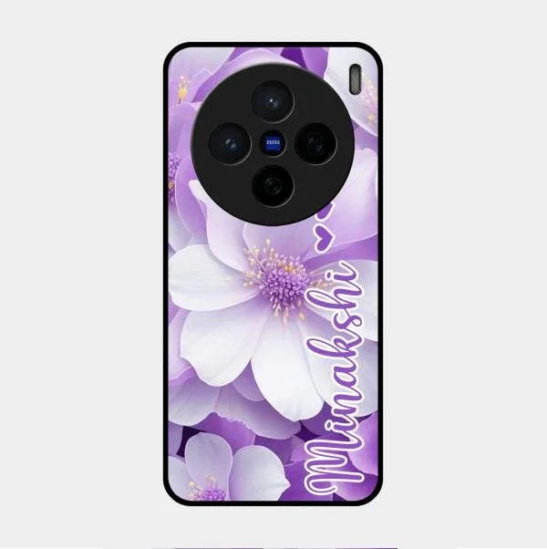 Awesome Purple Floral Glossy Customised Metal Case Cover For Vivo X200 5G